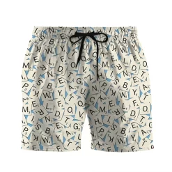 3D Scrabble Game Custom Beach Shorts Swim Trunks