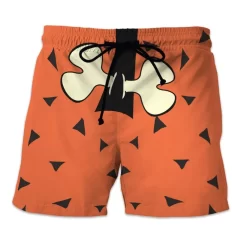 HKCBrand 3D Custom Beach Shorts Flintstones Bamm Bamm